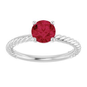 14K White Gold Lab-Grown Ruby Ring