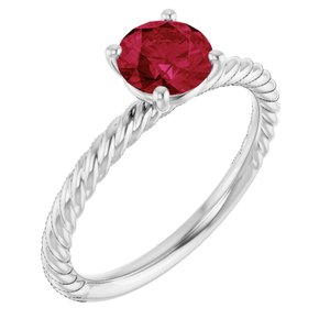 14K White Gold Lab-Grown Ruby Ring