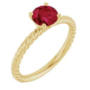 14K Yellow Gold Lab-Grown Ruby Ring