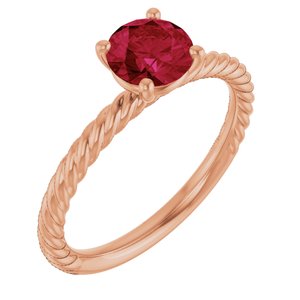 14K Rose Gold Lab-Grown Ruby Ring
